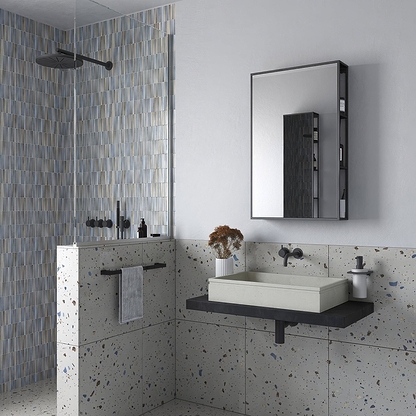 Dockside Mirror With Open Shelving 50 Black - Hyperion Tiles