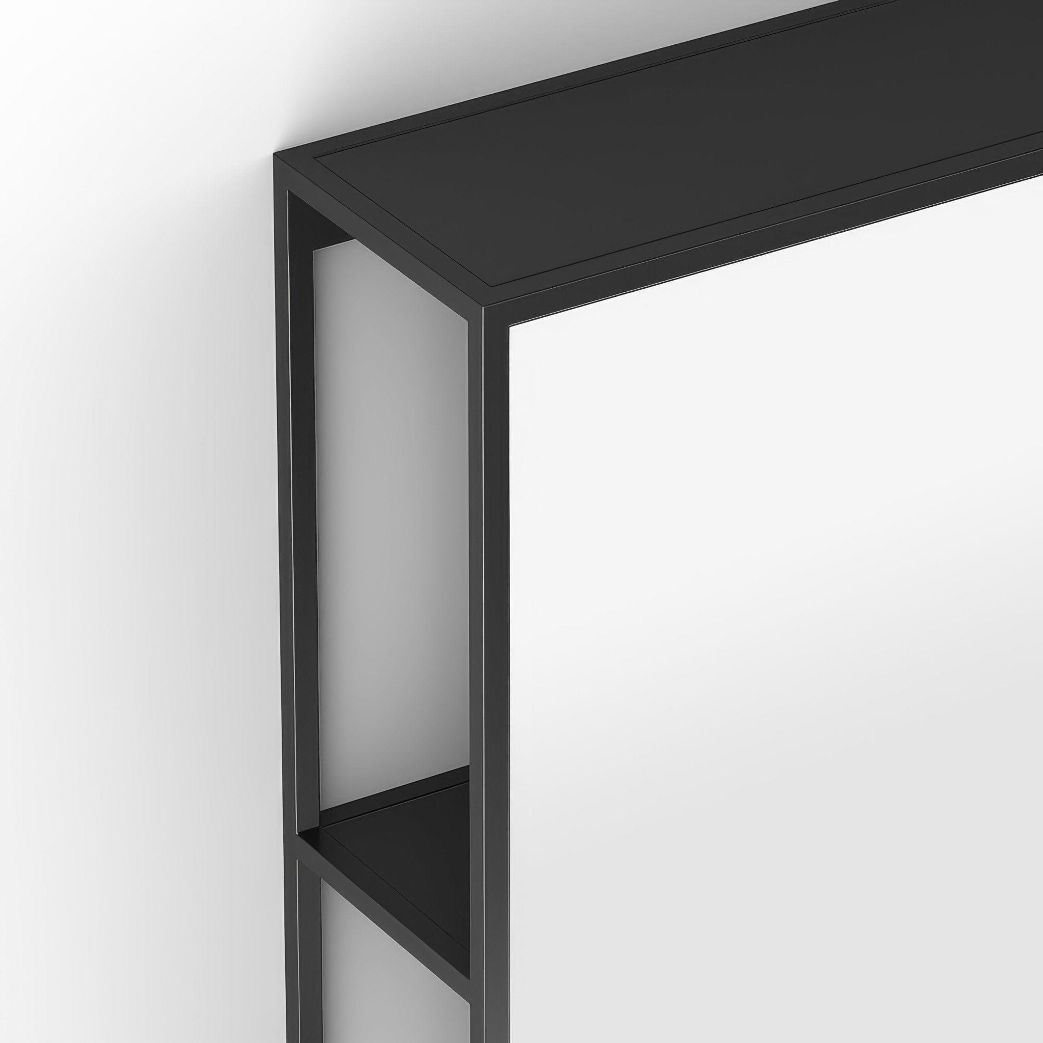 Dockside Mirror With Open Shelving 50 Black - Hyperion Tiles