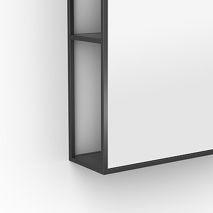 Dockside Mirror With Open Shelving 50 Black - Hyperion Tiles