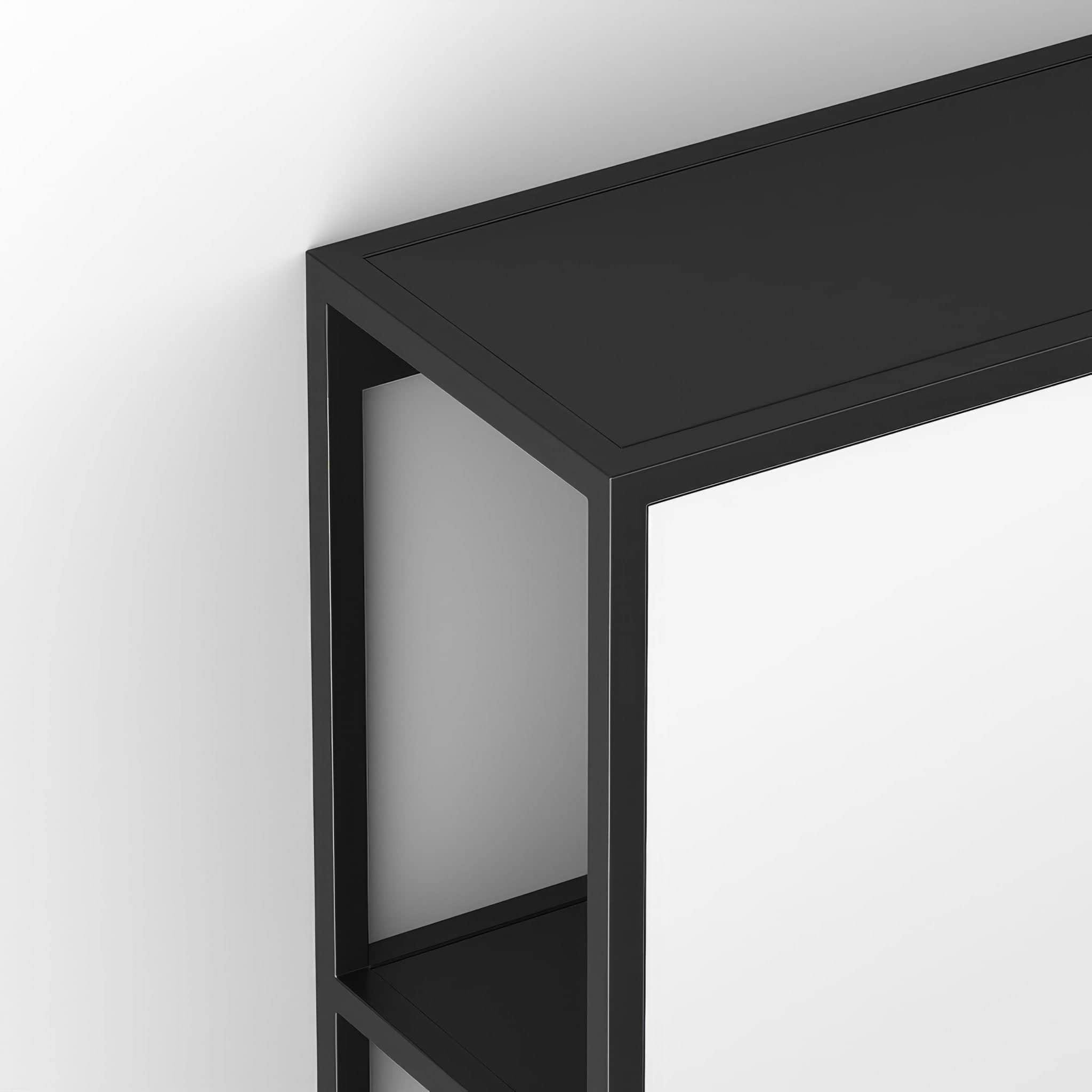 Dockside Mirror with Open Shelving Black 30x60cm in Black - Hyperion Tiles