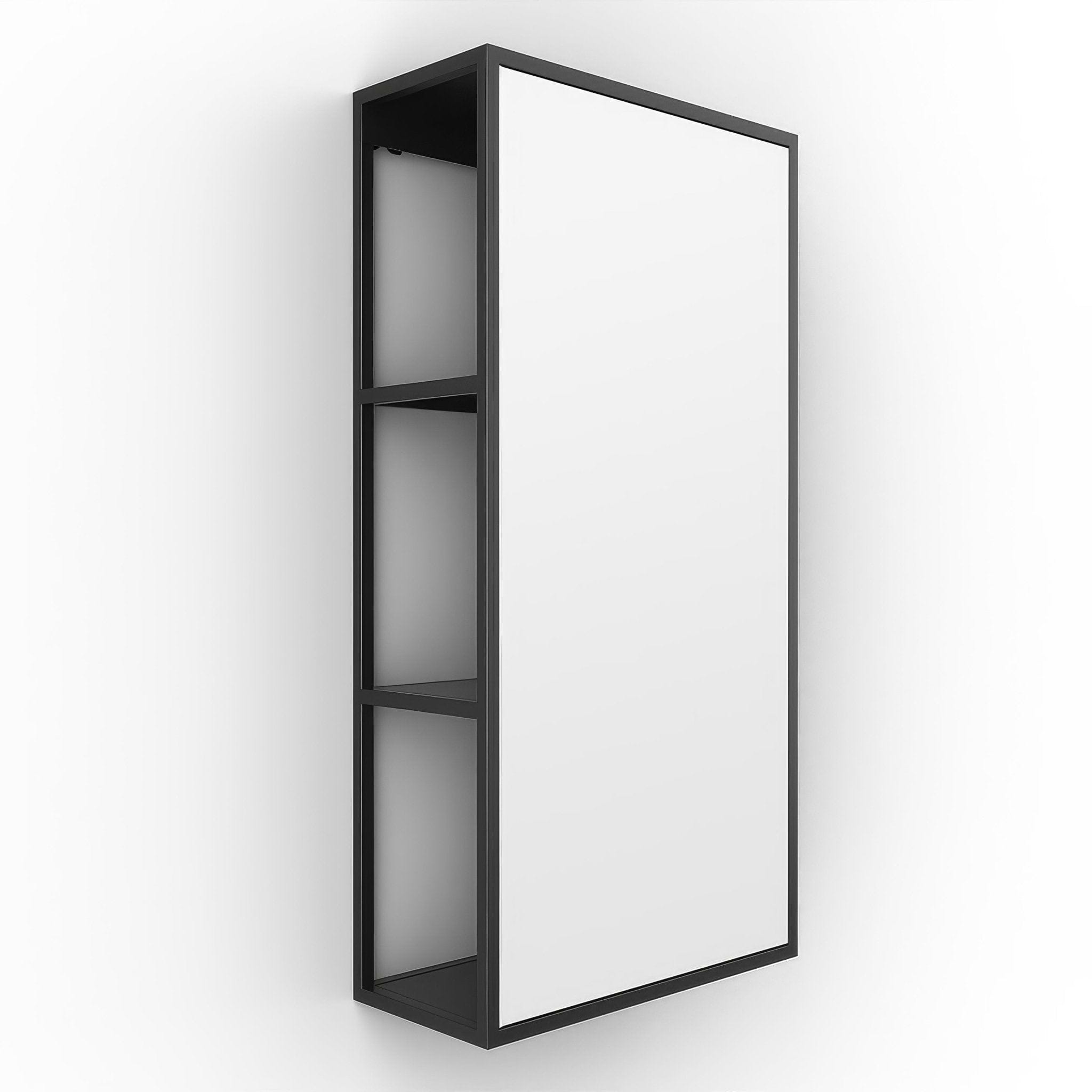 Dockside Mirror with Open Shelving Black 30x60cm in Black - Hyperion Tiles