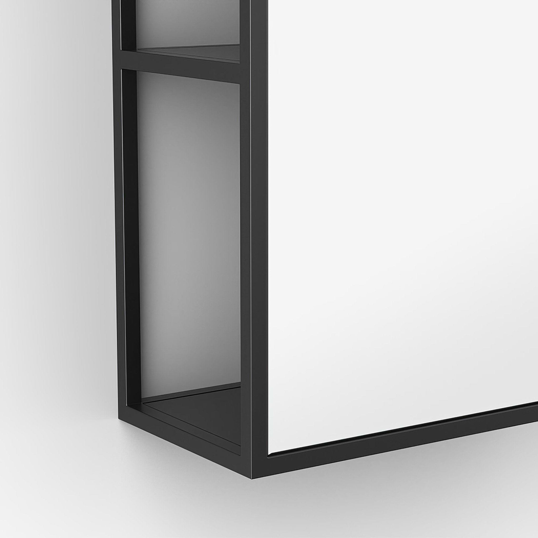 Dockside Mirror with Open Shelving Black 30x60cm in Black - Hyperion Tiles