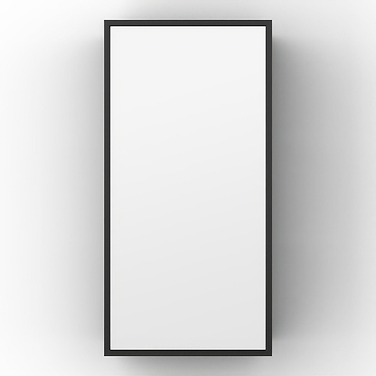 Dockside Mirror with Open Shelving Black 30x60cm in Black - Hyperion Tiles