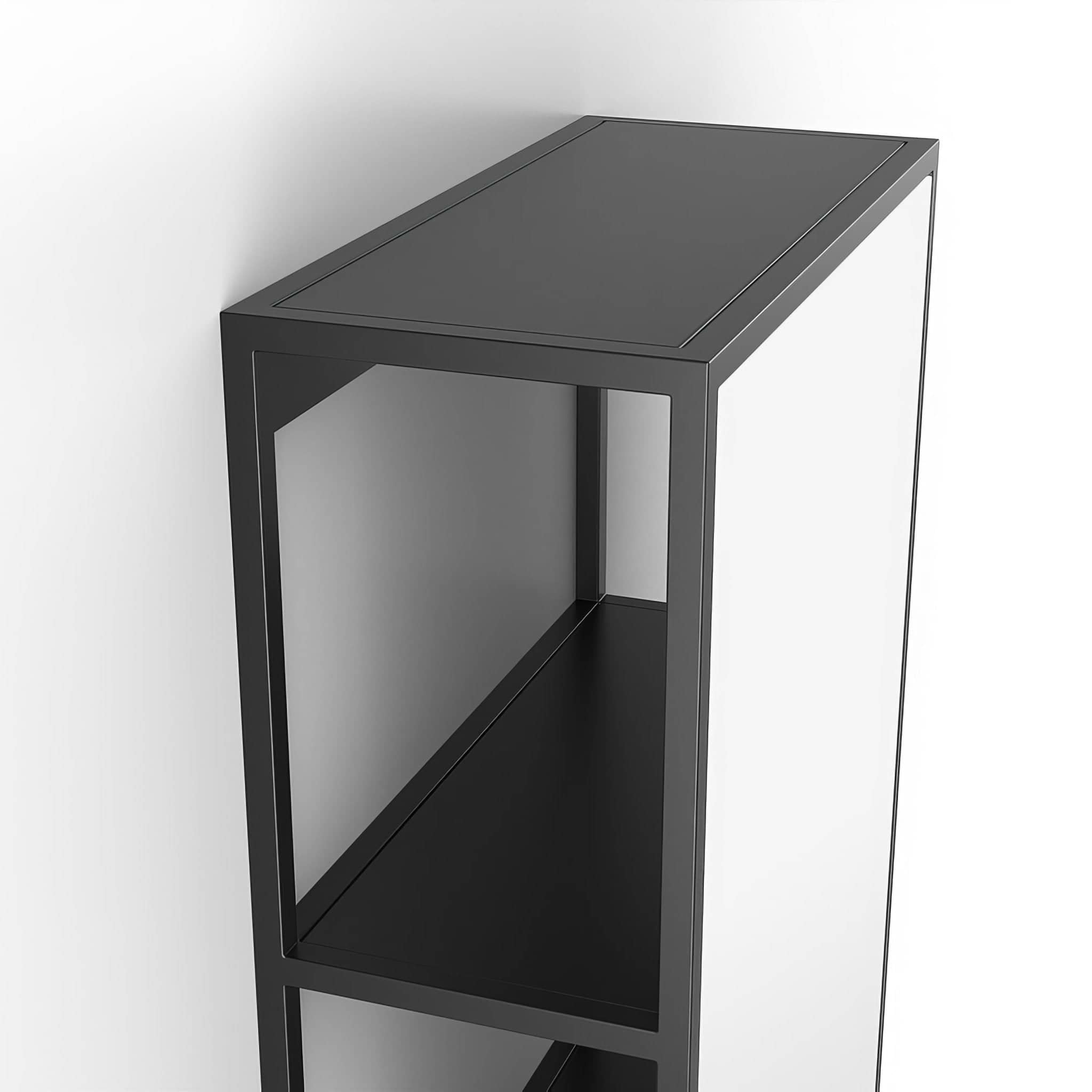 Dockside Mirror with Open Shelving Black 30x60cm in Black - Hyperion Tiles
