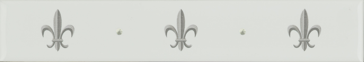 Fleur de Lis Border Platinum on Brilliant White