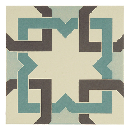 Ottoman Light Jade, Dark Jade and Dark Grey on White - Hyperion Tiles