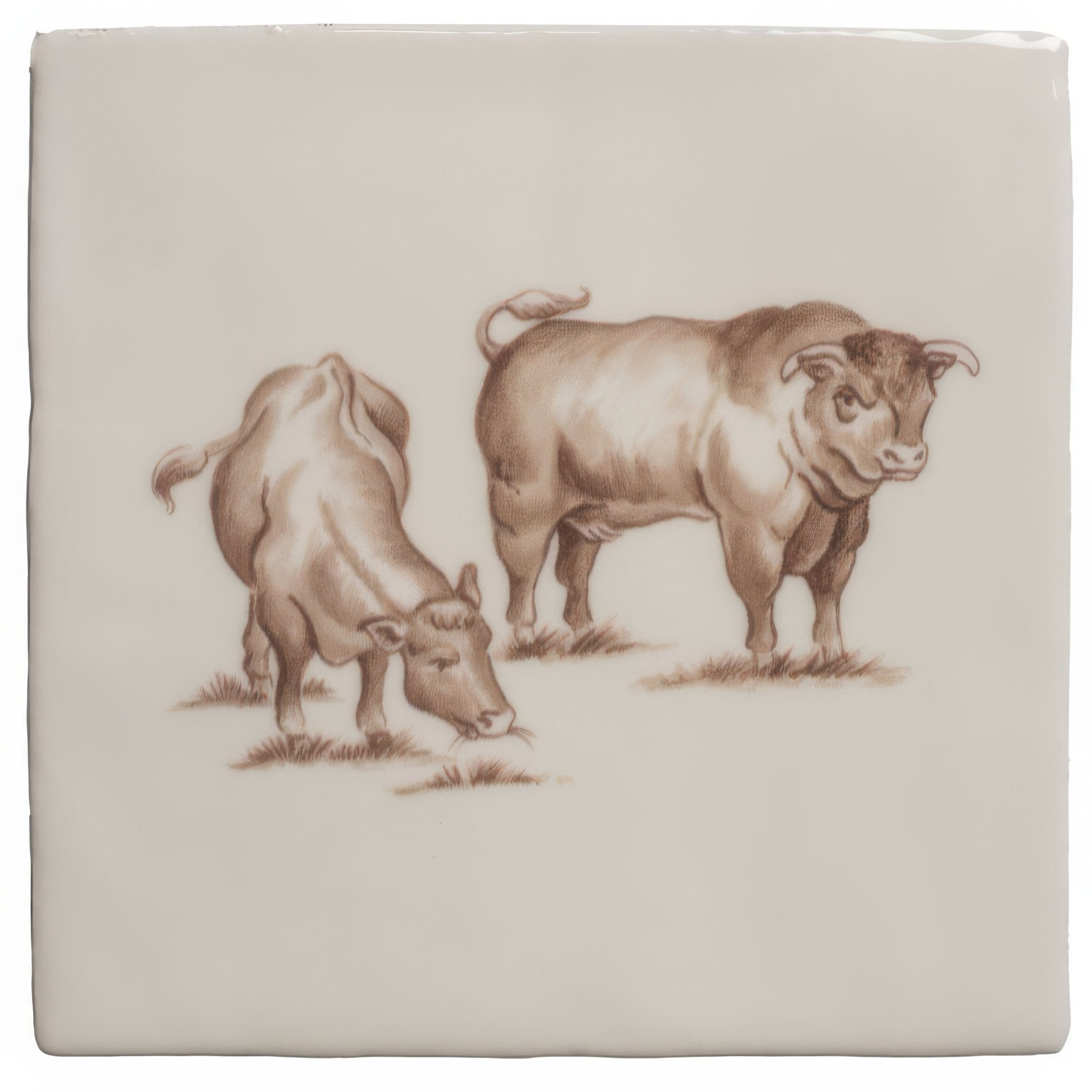 Drove of Cattle Sepia on Cotton - Hyperion Tiles