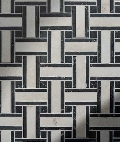 East Village Porcelain Basketweave Mosaic Bianco - Hyperion Tiles 