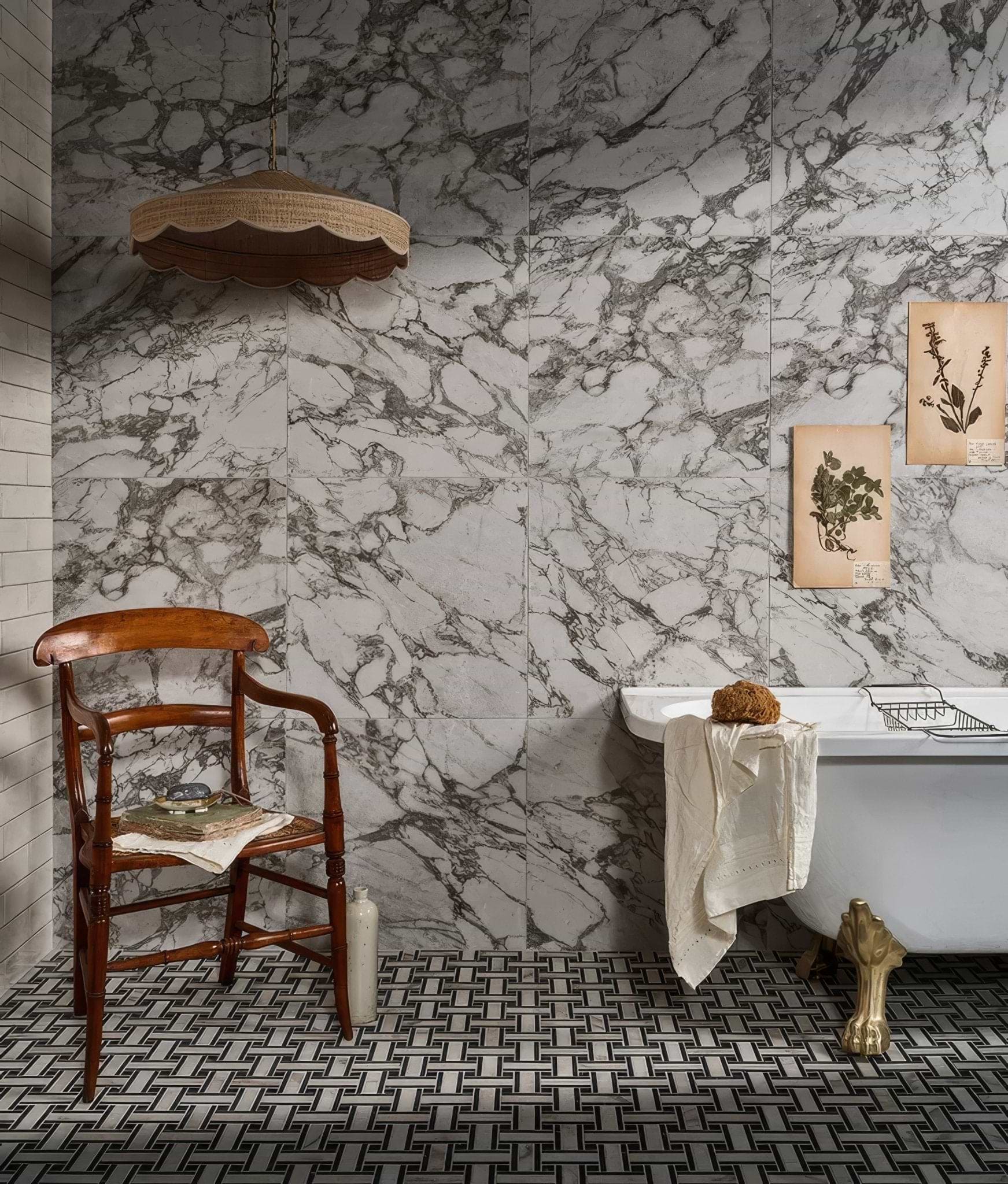 East Village Porcelain Basketweave Bianco - Hyperion Tiles