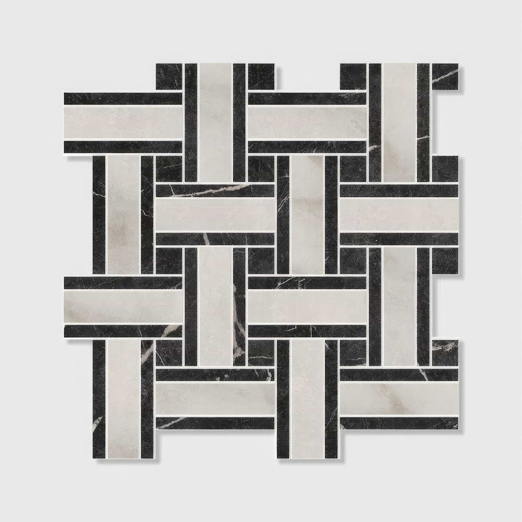 East Village Porcelain Basketweave Bianco - Hyperion Tiles
