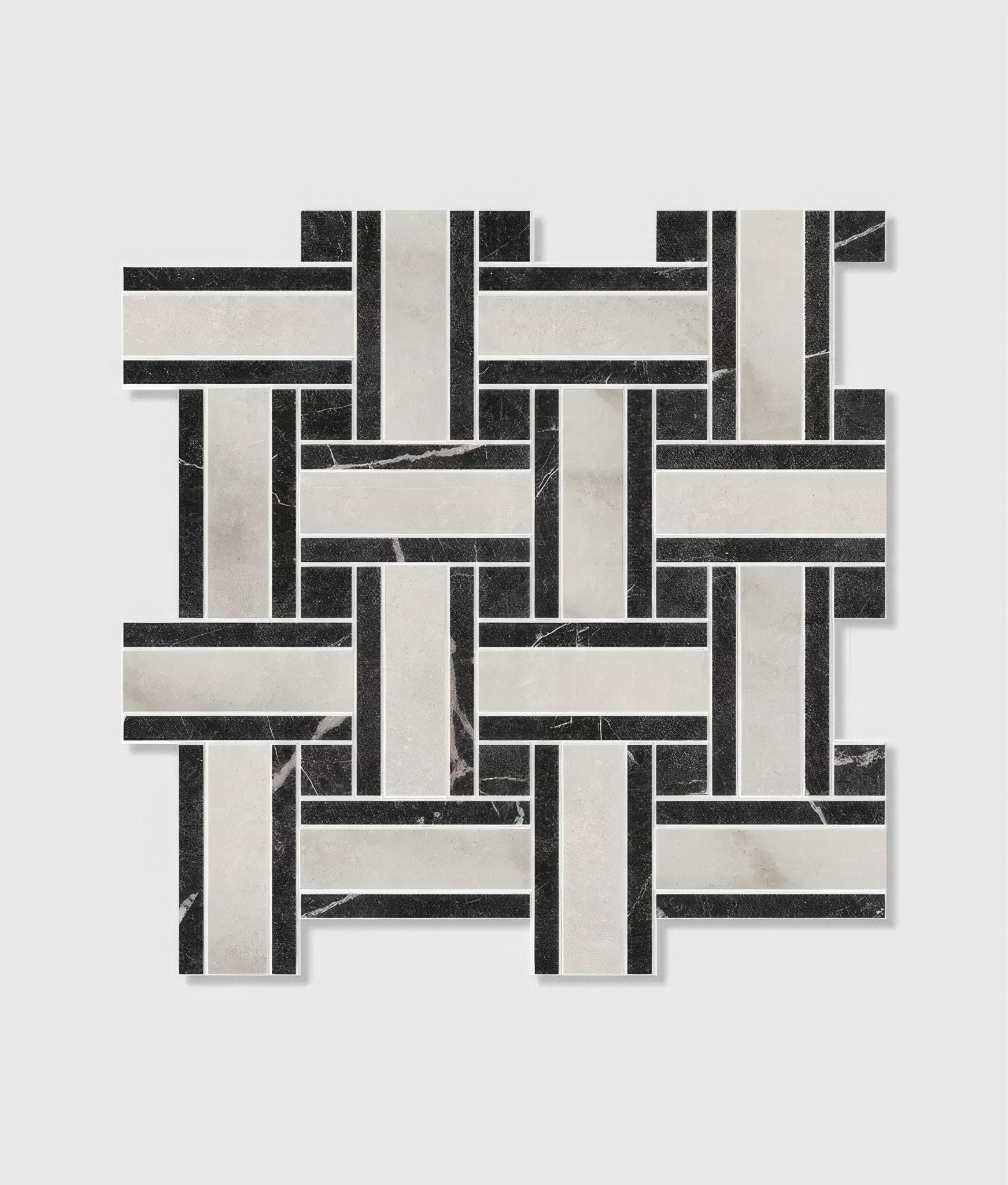 East Village Porcelain Basketweave Bianco - Hyperion Tiles