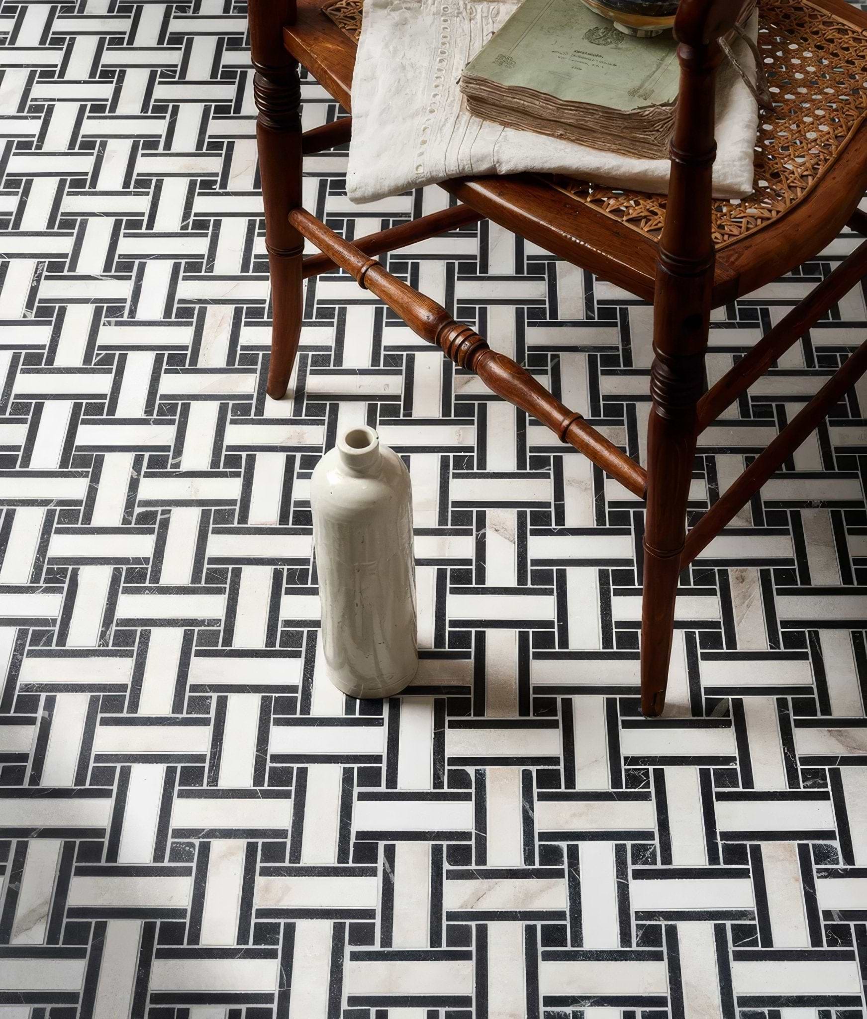 East Village Porcelain Basketweave Bianco - Hyperion Tiles