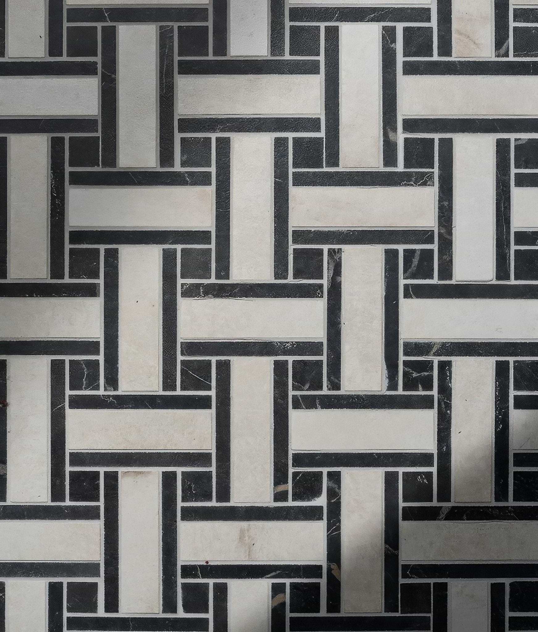 East Village Porcelain Basketweave Bianco - Hyperion Tiles