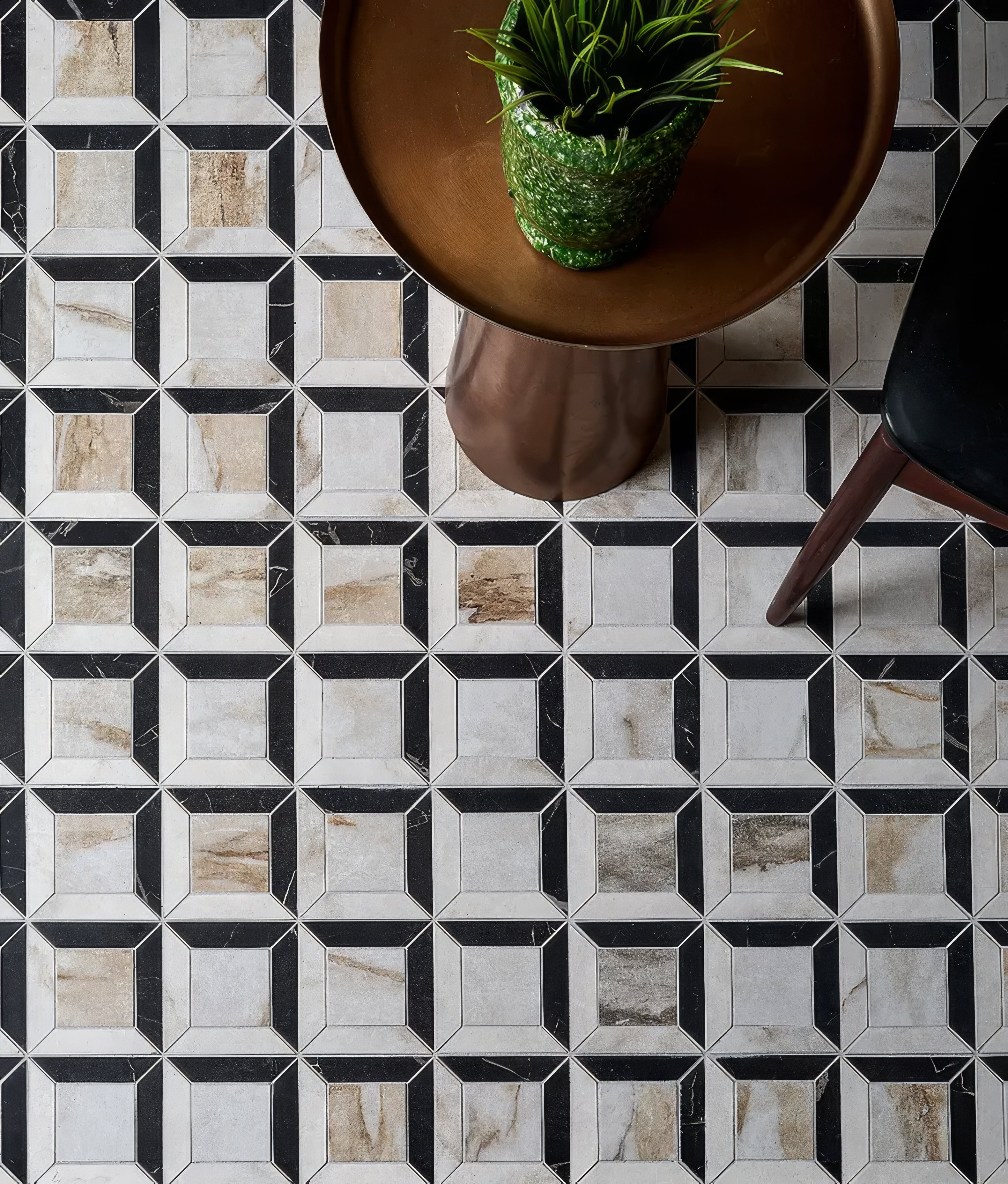 East Village Porcelain Quadrant Mosaic Oro - Hyperion Tile - Ca'Pietra