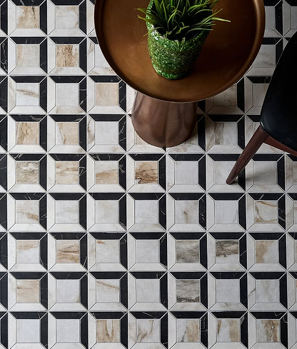 East Village Porcelain Quadrant Mosaic Oro - Hyperion Tiles