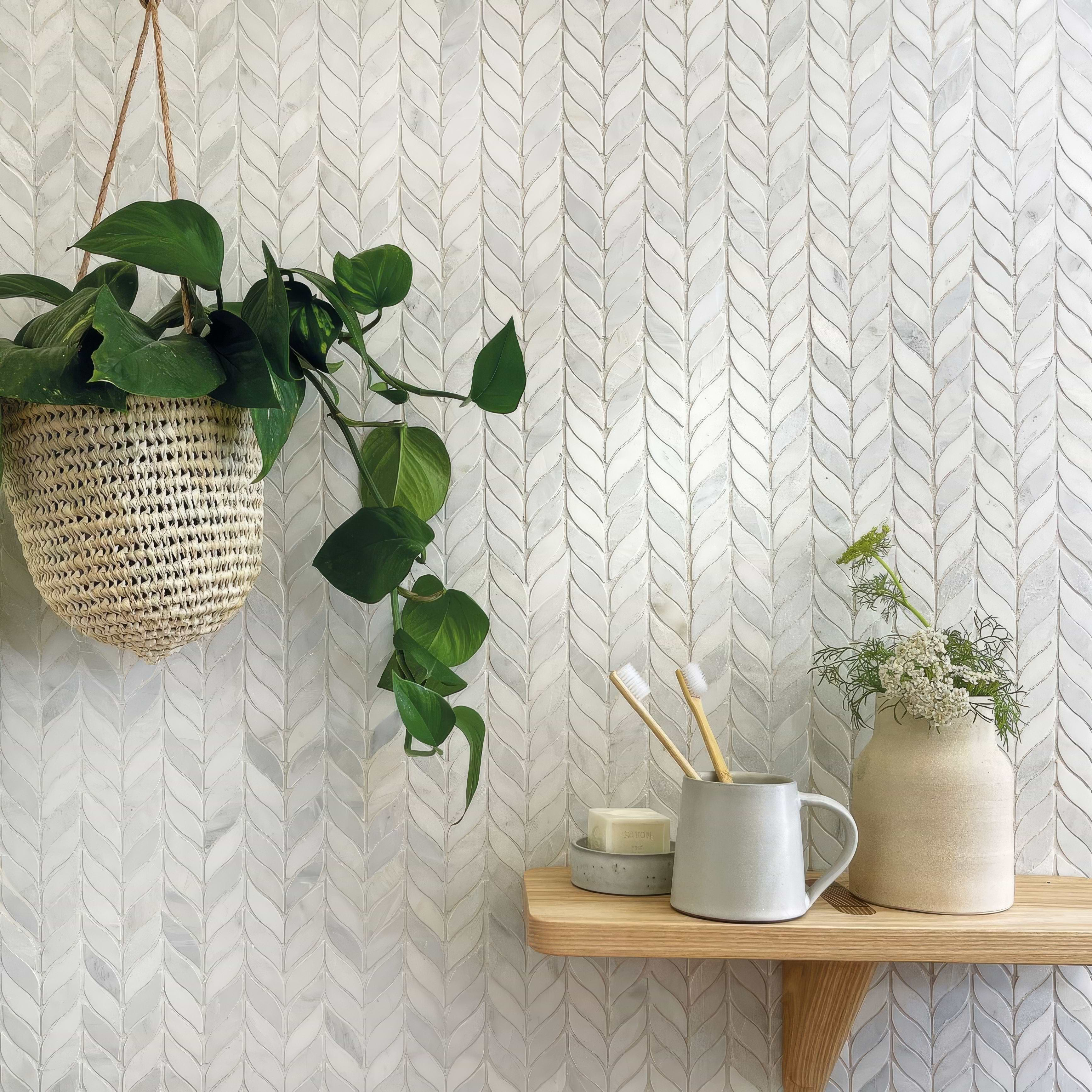 East Hampton Willow Leaf Mosaic - Hyperion Tiles