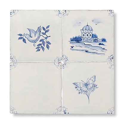 English Delft Butterfly 1 - Hyperion Tiles - Fired Earth