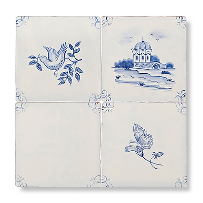 English Delft Butterfly 2  - Hyperion Tiles - Fired Earth