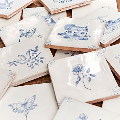 English Delft Butterfly 2  - Hyperion Tiles - Fired Earth