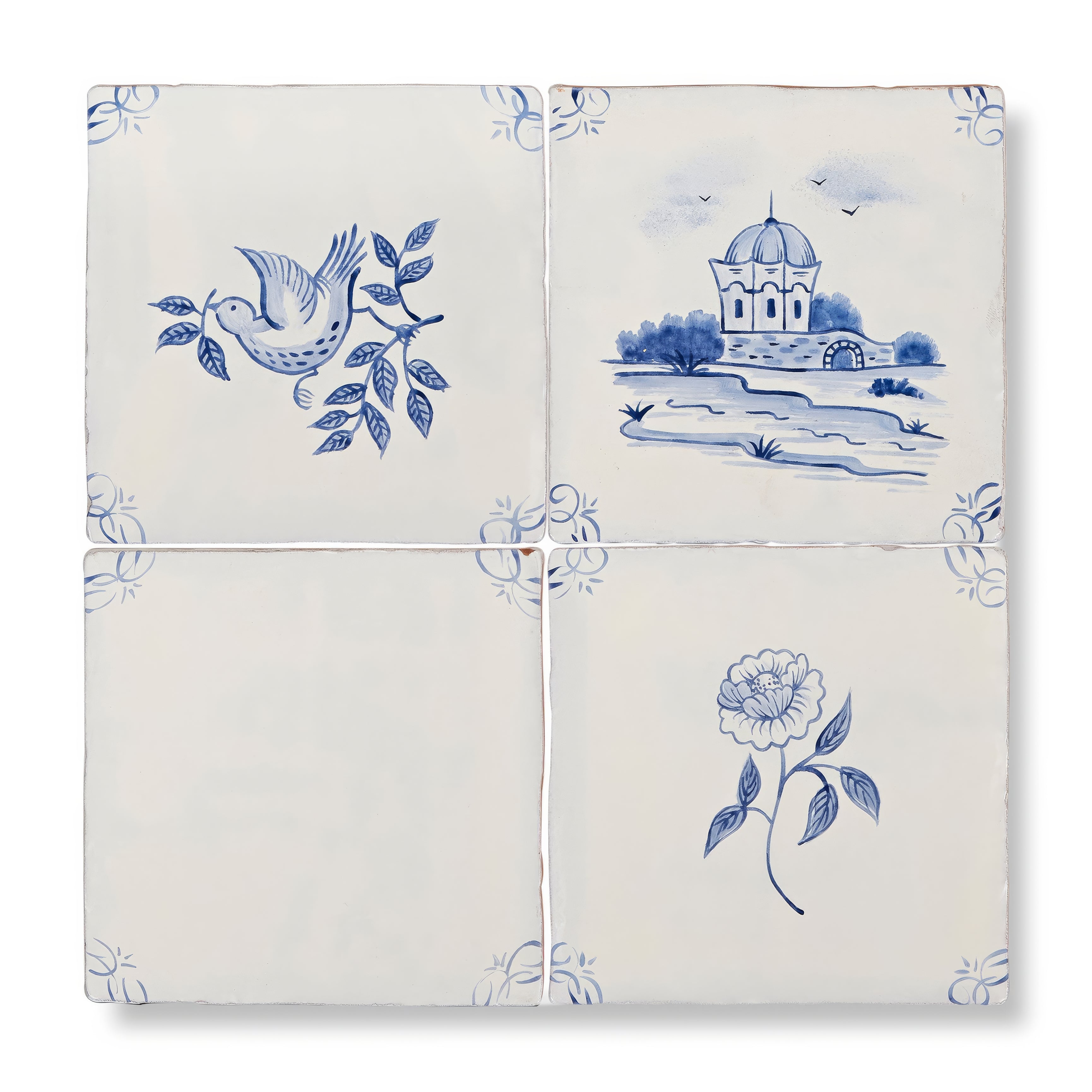 English Delft Peony - Hyperion Tiles - Fired Earth