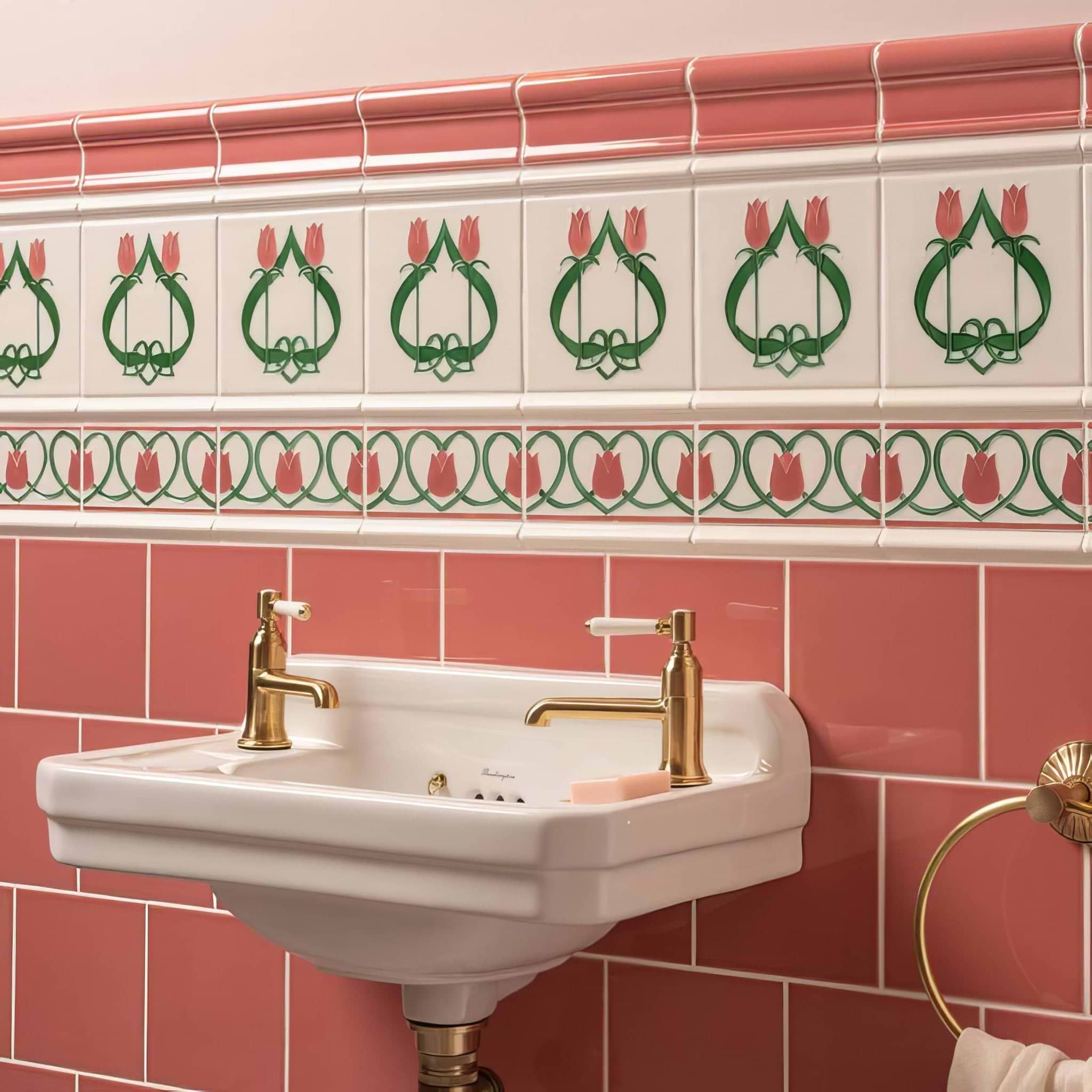 Elysée Border on Vintage White - Hyperion Tiles