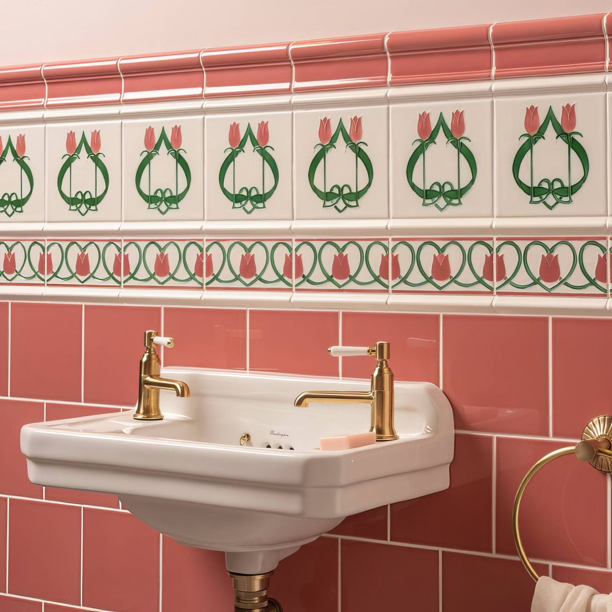 Elysée Border on Vintage White - Hyperion Tiles