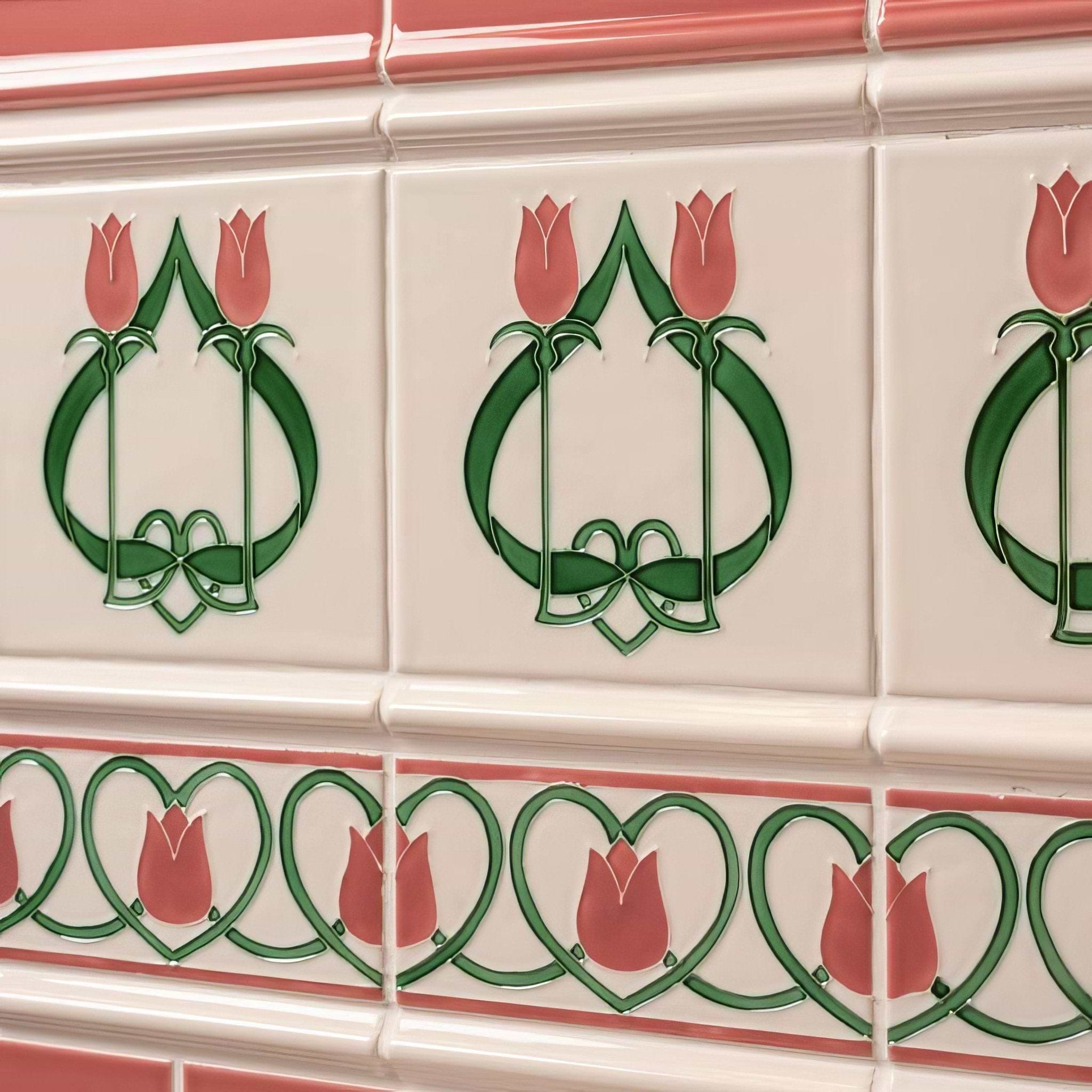 Elysée Border on Vintage White - Hyperion Tiles