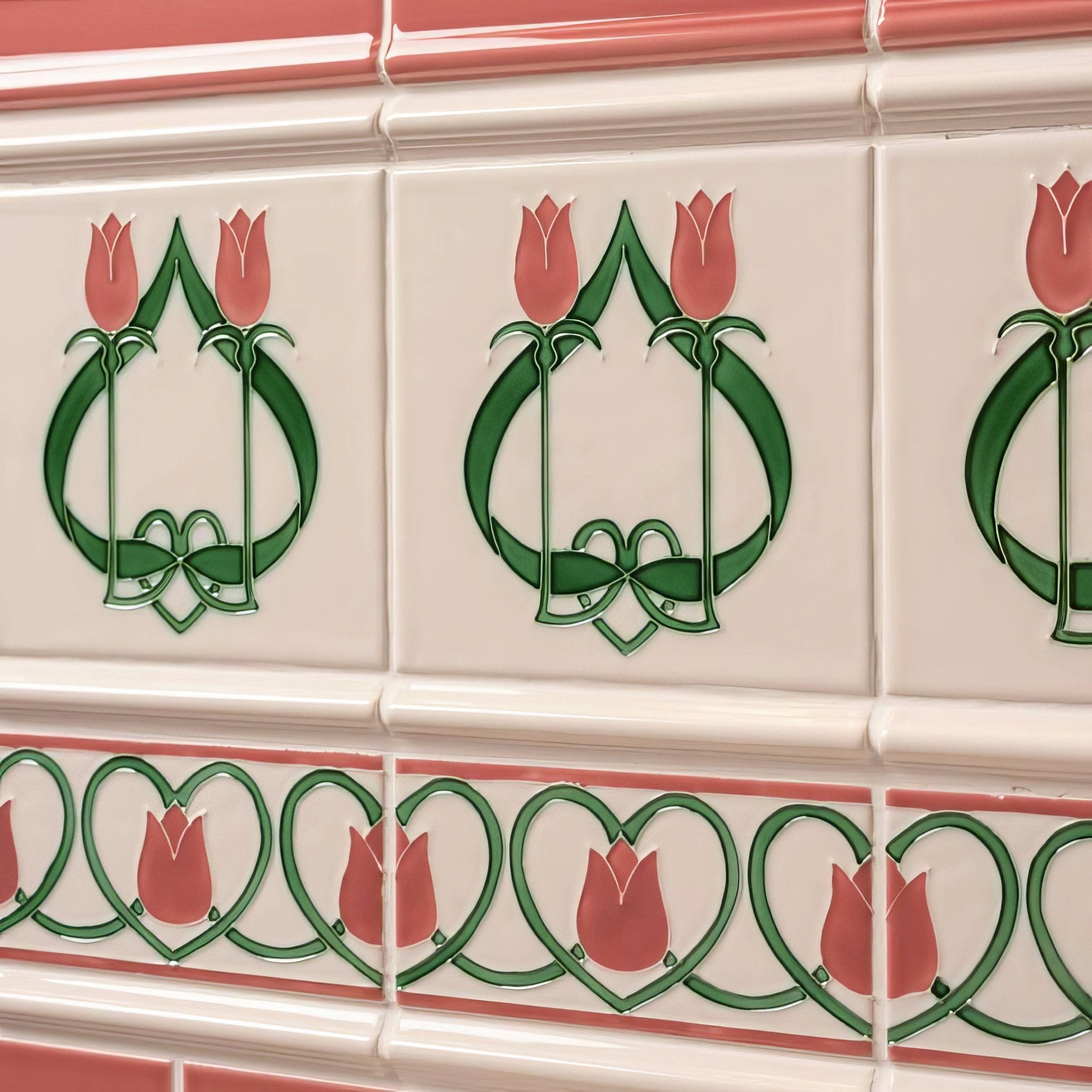 Elysée Border on Vintage White - Hyperion Tiles
