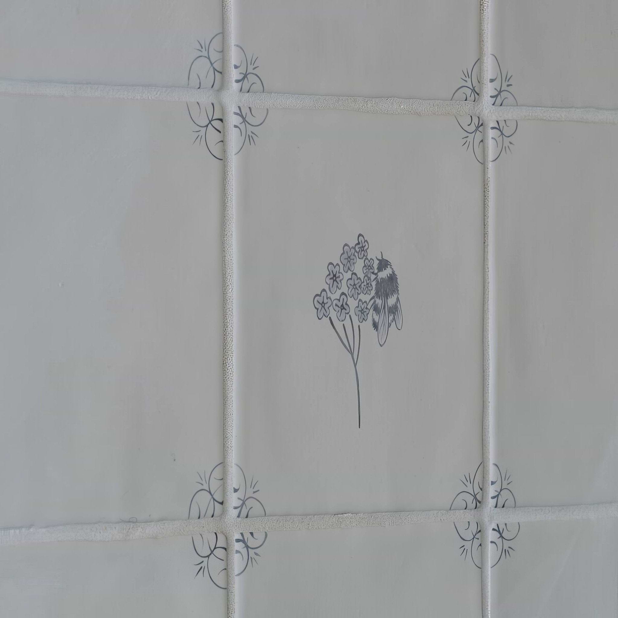 English Delft Charcoal Bee - Hyperion Tiles