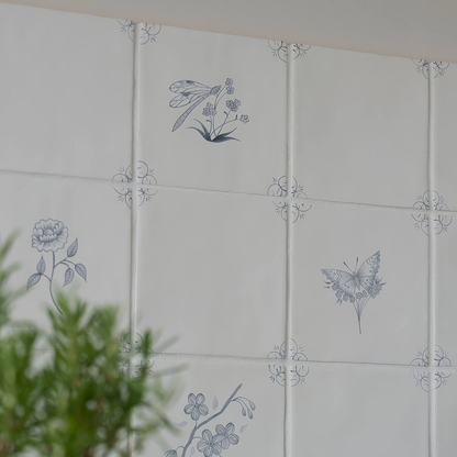 English Delft Charcoal Blossom - Hyperion Tiles