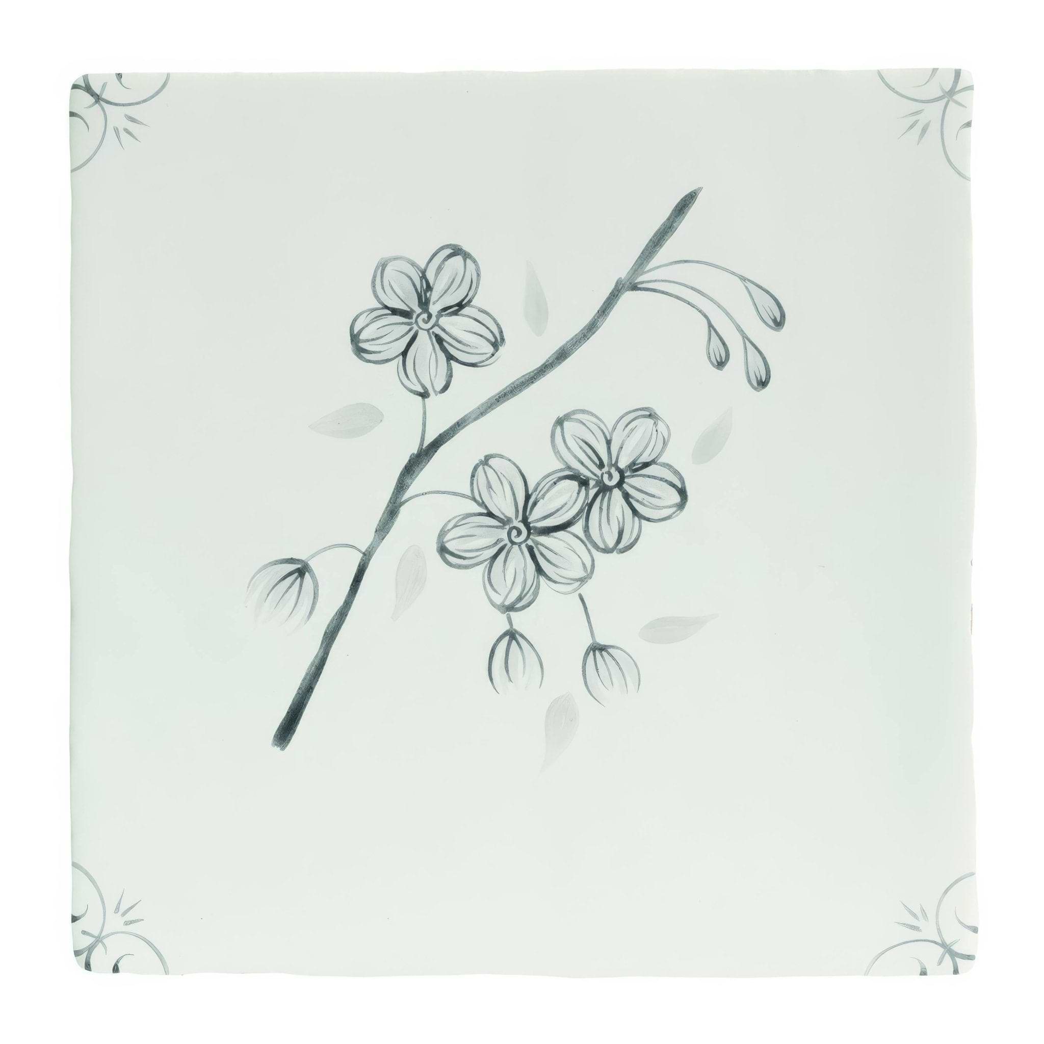 English Delft Charcoal Blossom - Hyperion Tiles