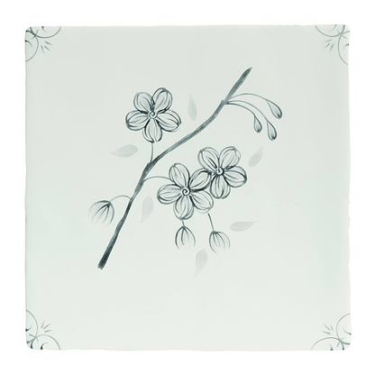 English Delft Charcoal Blossom - Hyperion Tiles