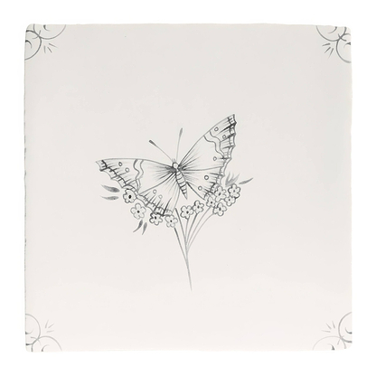 English Delft Charcoal Butterfly 1 - Hyperion Tiles