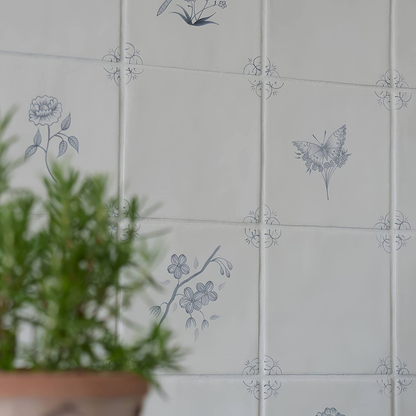 English Delft Charcoal Butterfly 1 - Hyperion Tiles