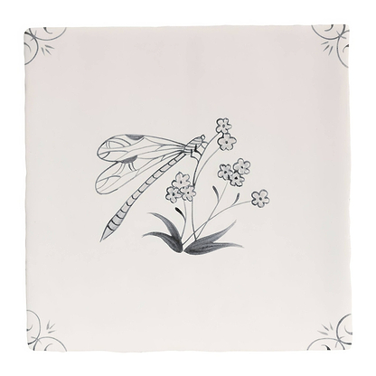 English Delft Charcoal Dragonfly - Hyperion Tiles