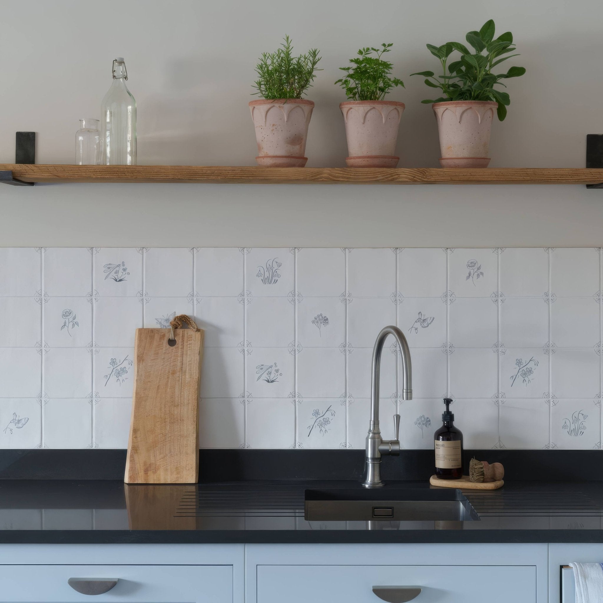 English Delft Charcoal Snowdrop - Hyperion Tiles