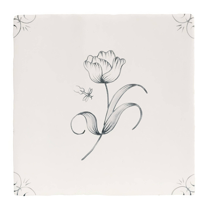 English Delft Charcoal Tulip - Hyperion Tiles
