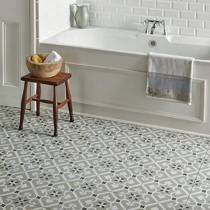 Epoque White & Dark Grey on Grey - Hyperion Tiles