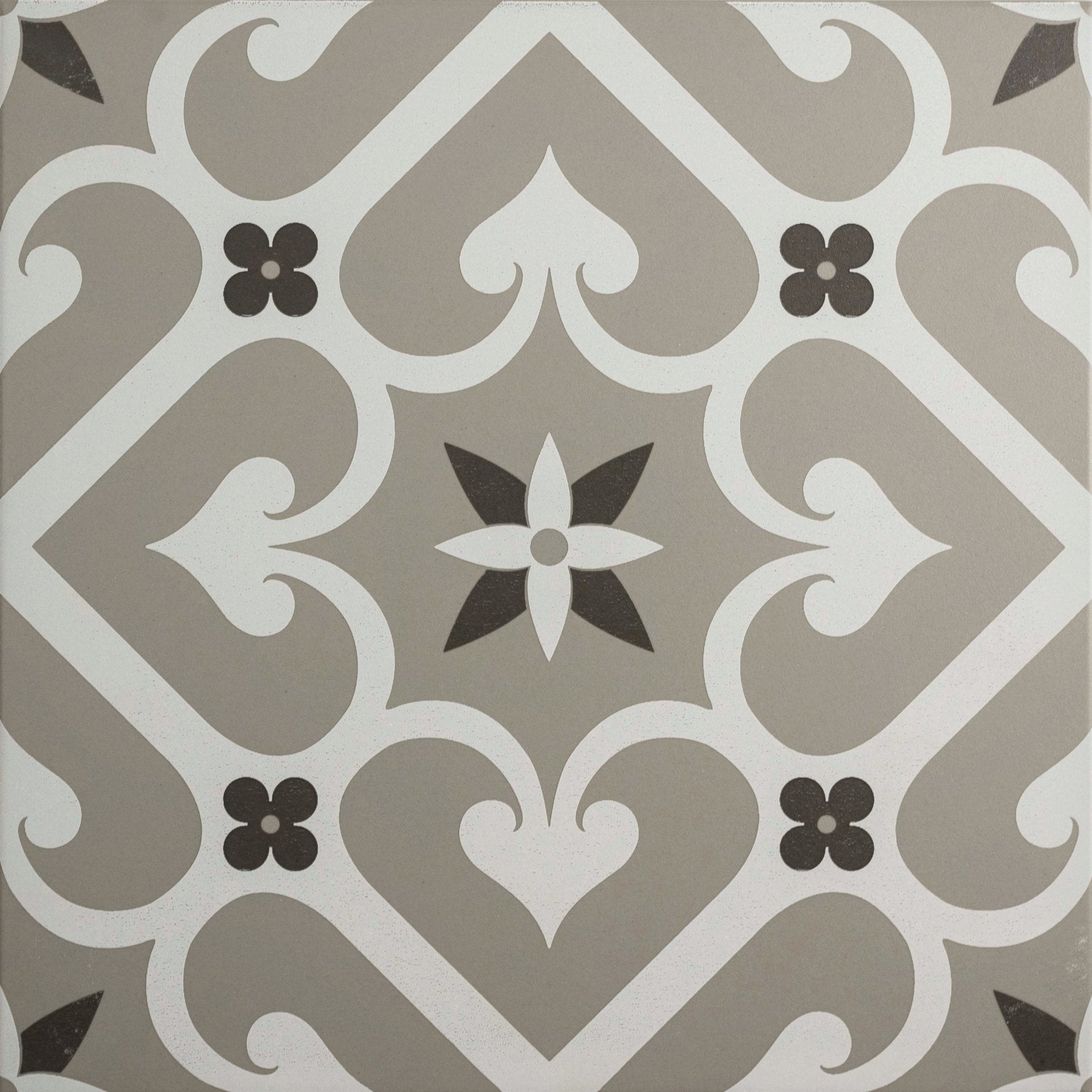 Epoque White & Dark Grey on Grey - Hyperion Tiles