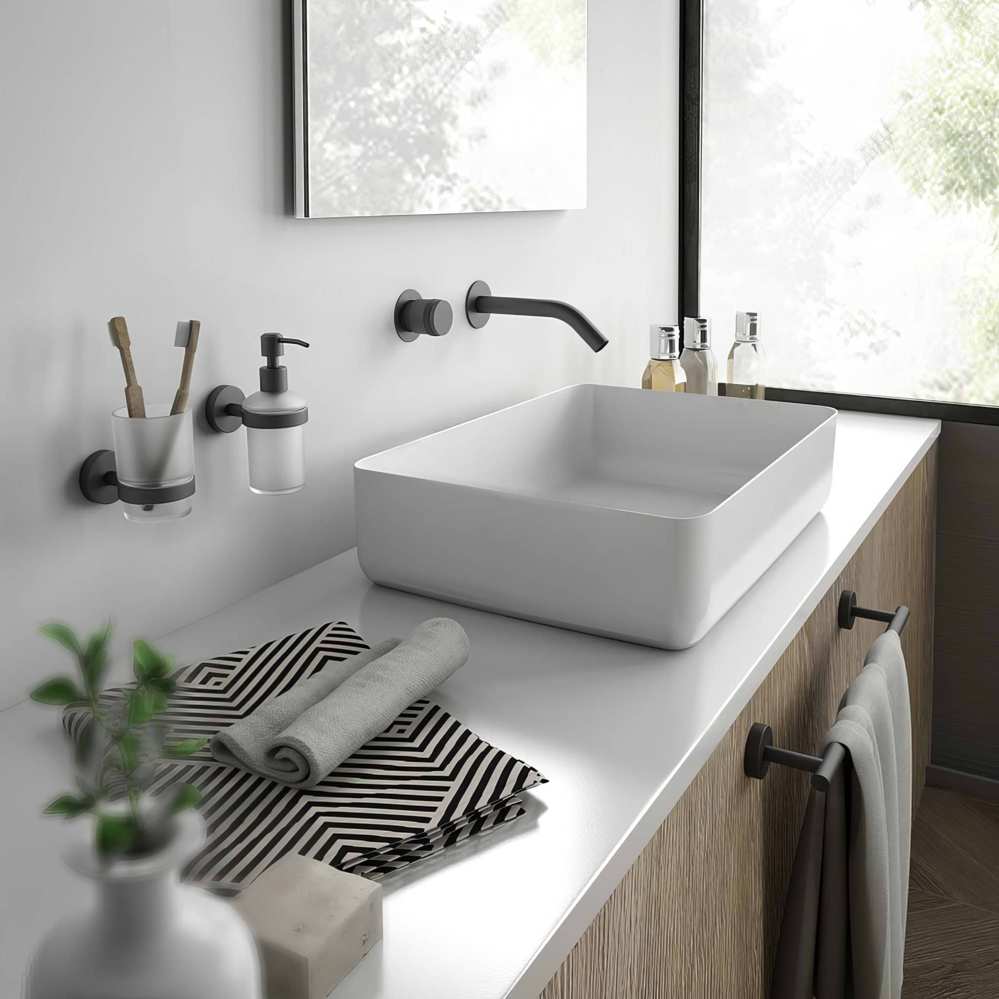 Eros Towel Rail 60cm – Black - Hyperion Tiles
