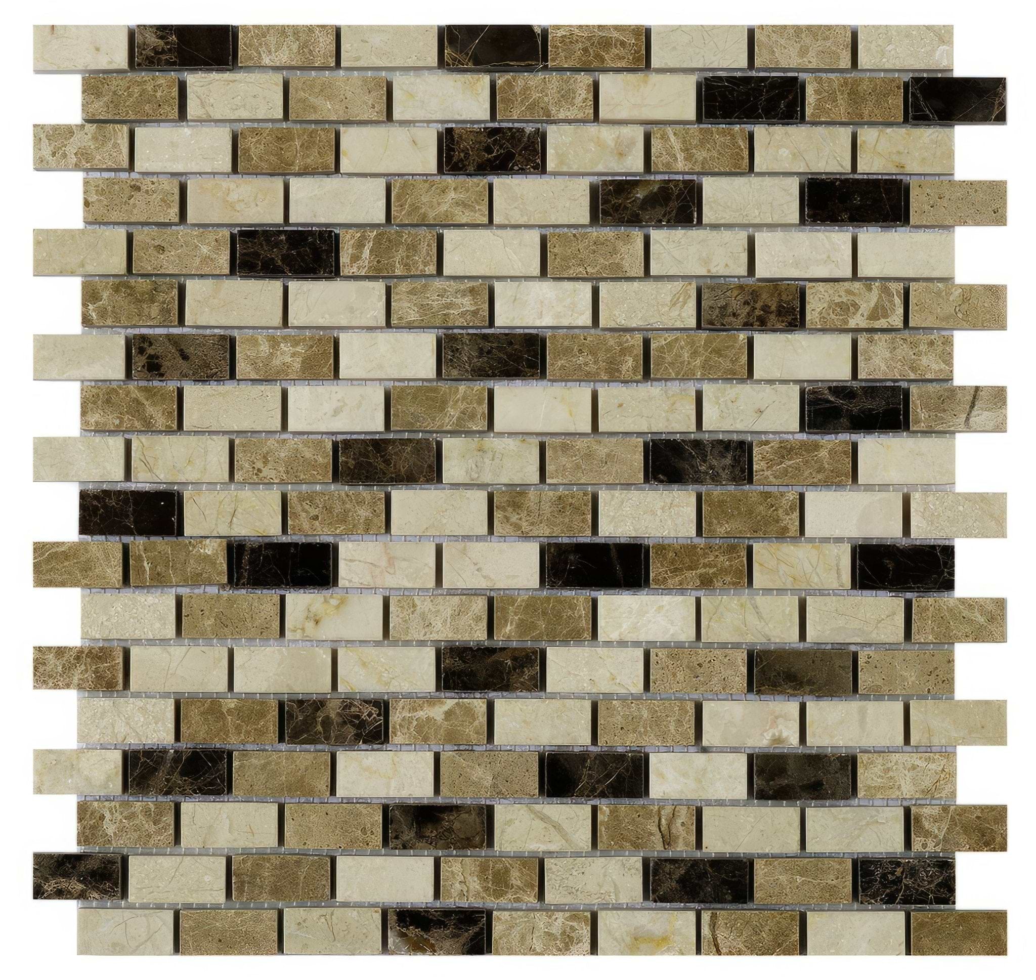 Expresso Polished Marble Mosaic 15x32mm - Hyperion Tiles
