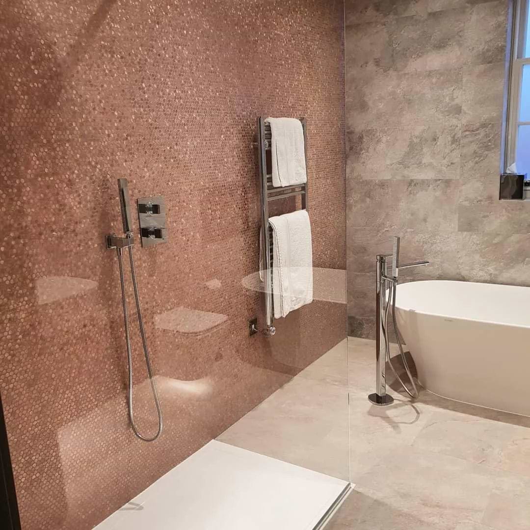 Gravity Aluminium Hexagon Rose Gold Mosaic By Hyperion Tiles