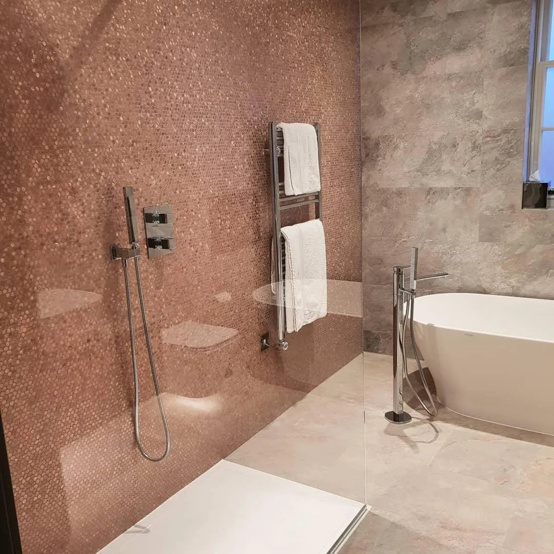Gravity Aluminium Hexagon Rose Gold Mosaic By Hyperion Tiles