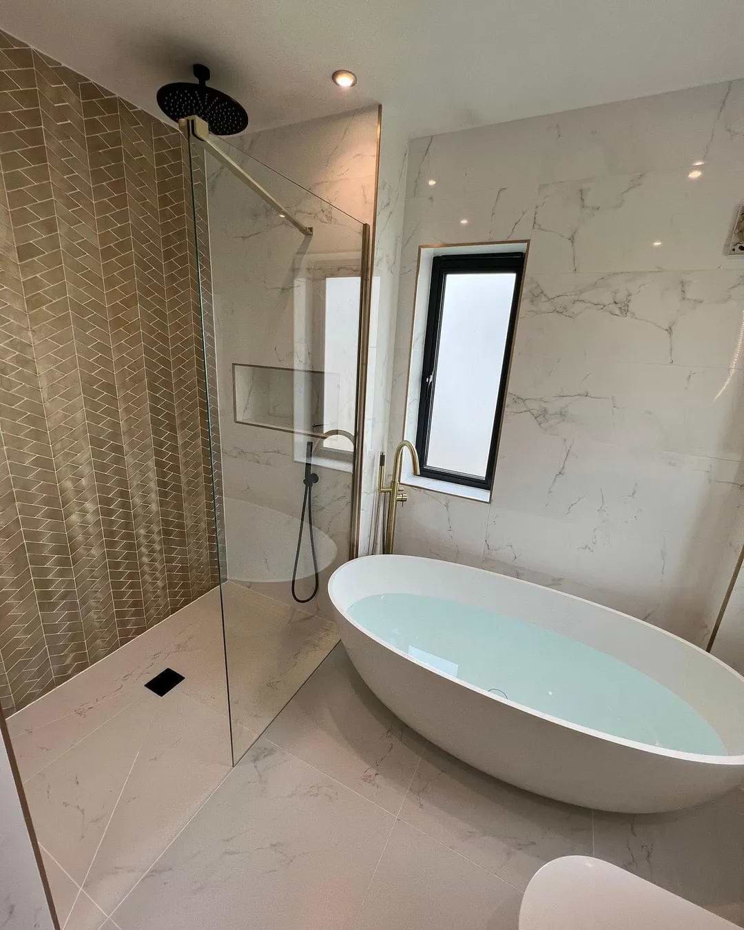 Gravity Aluminium Trace Gold Mosaic By Hyperion Tiles