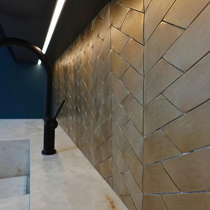 Gravity Aluminium Trace Gold Mosaic By Hyperion Tiles