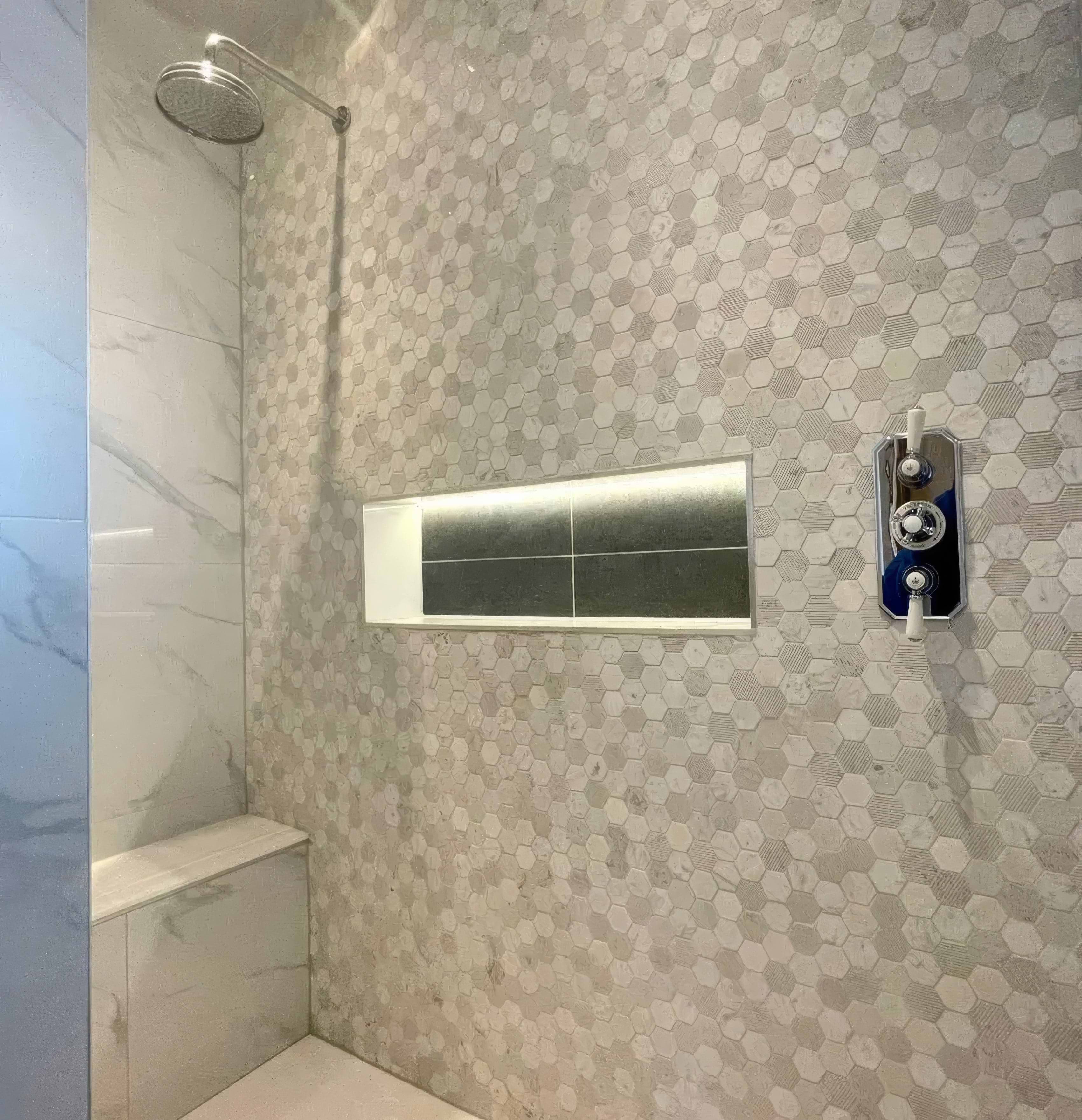World Hexagon Tex White Mosaic By Hyperion Tiles