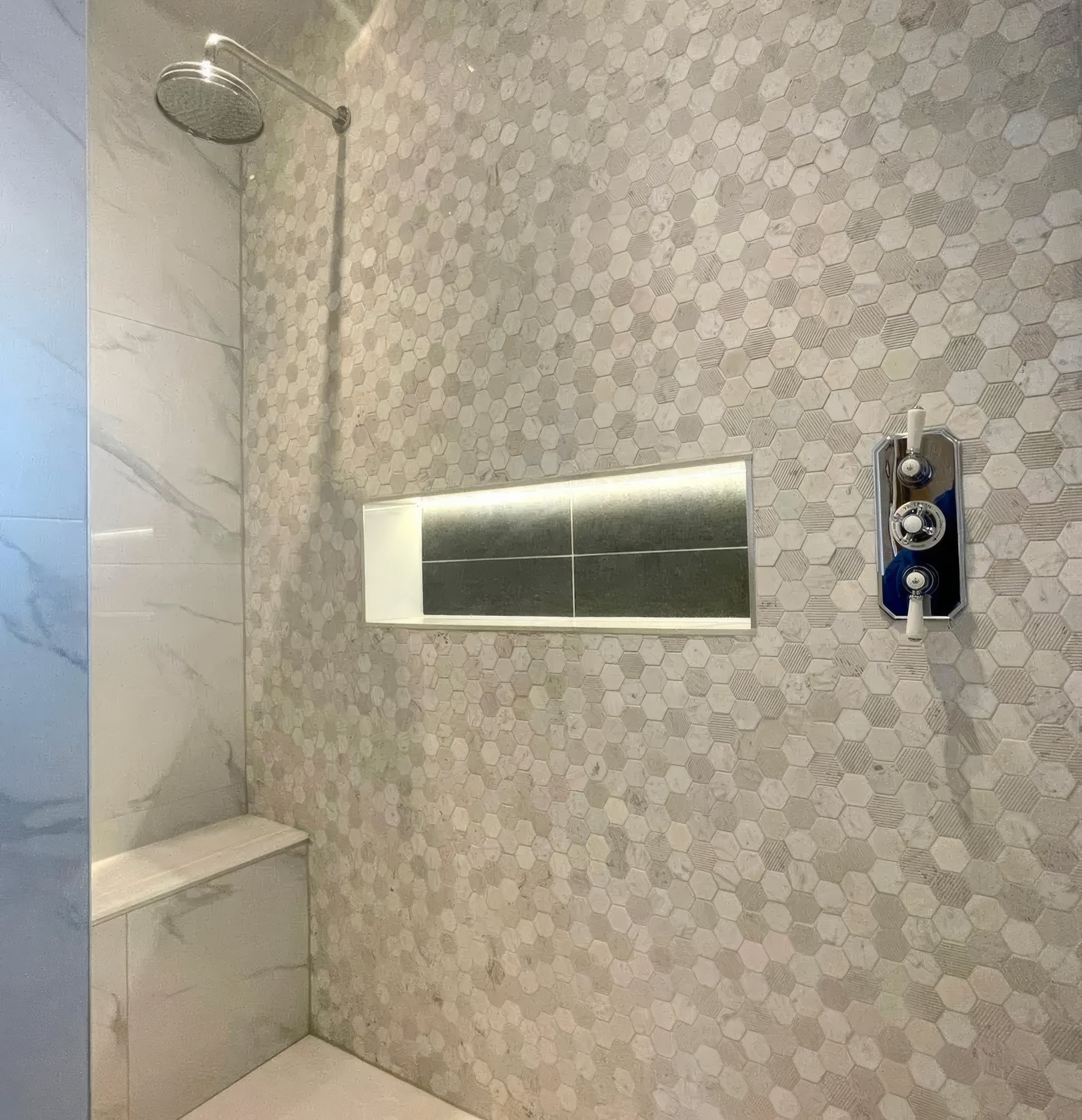 World Hexagon Tex White Mosaic By Hyperion Tiles