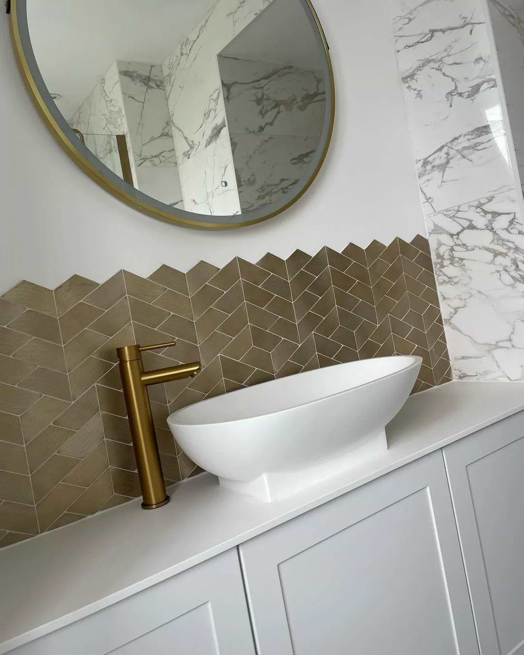 Gravity Aluminium Trace Gold Mosaic By Hyperion Tiles