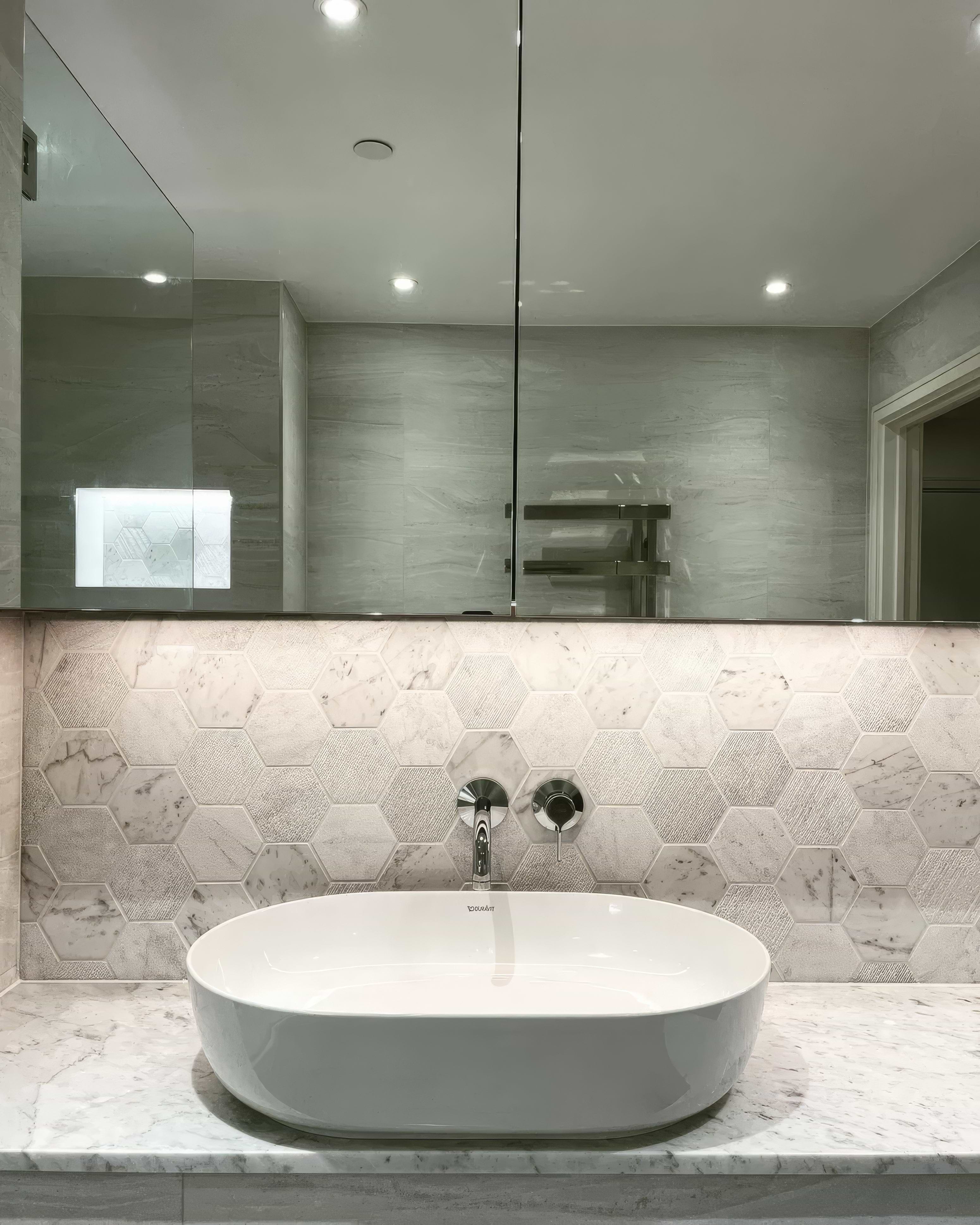 World Hexagon Tex White Mosaic By Hyperion Tiles