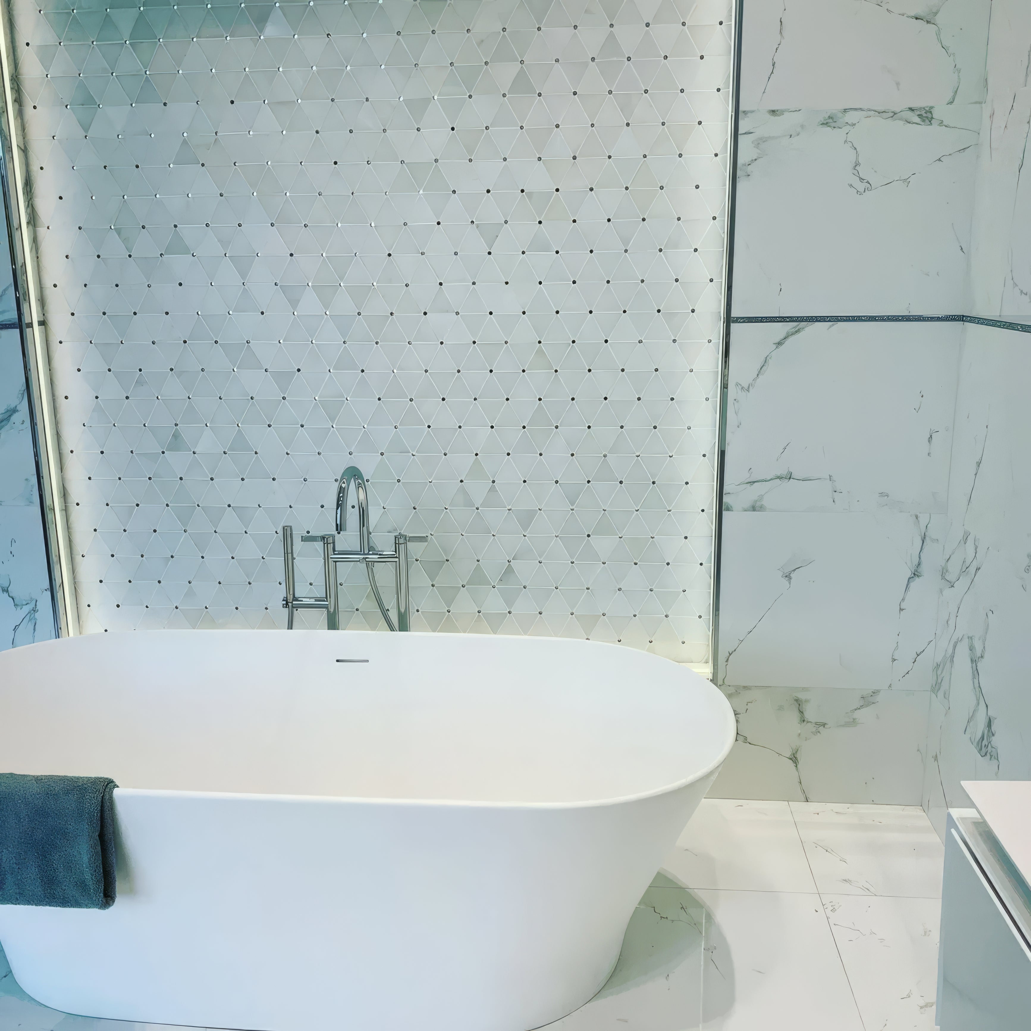 Victorian Diamond Marmara Mirror Mosaic By Hyperion Tiles
